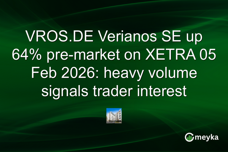 VROS.DE Verianos SE up 64% pre-market on XETRA 05 Feb 2026: heavy volume signals trader interest