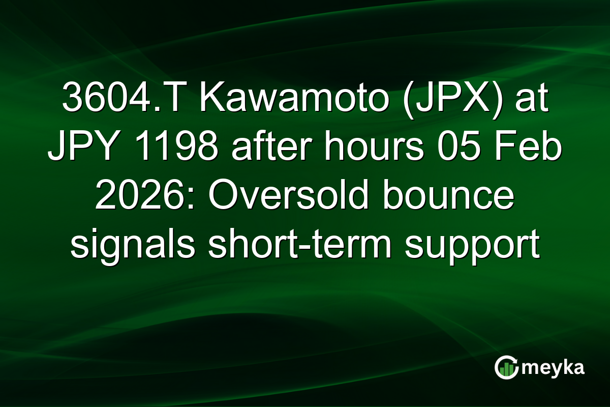 3604.T Kawamoto (JPX) at JPY 1198 after hours 05 Feb 2026: Oversold bounce signals short-term support