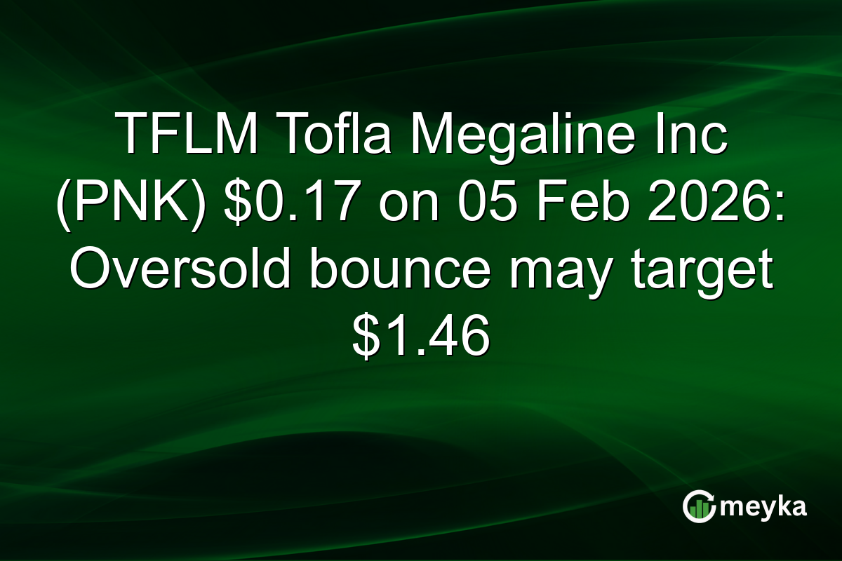 TFLM Tofla Megaline Inc (PNK) $0.17 on 05 Feb 2026: Oversold bounce may target $1.46