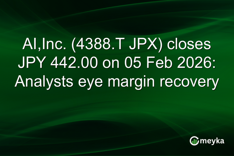 AI,Inc. (4388.T JPX) closes JPY 442.00 on 05 Feb 2026: Analysts eye margin recovery