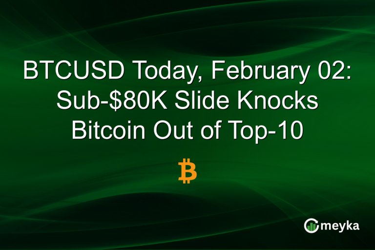 BTCUSD Today, February 02: Sub-$80K Slide Knocks Bitcoin Out of Top-10