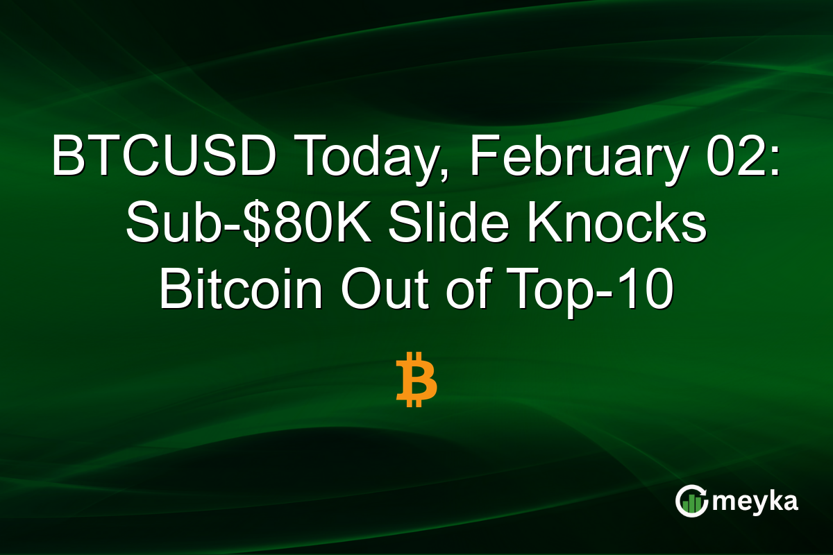 BTCUSD Today, February 02: Sub-$80K Slide Knocks Bitcoin Out of Top-10