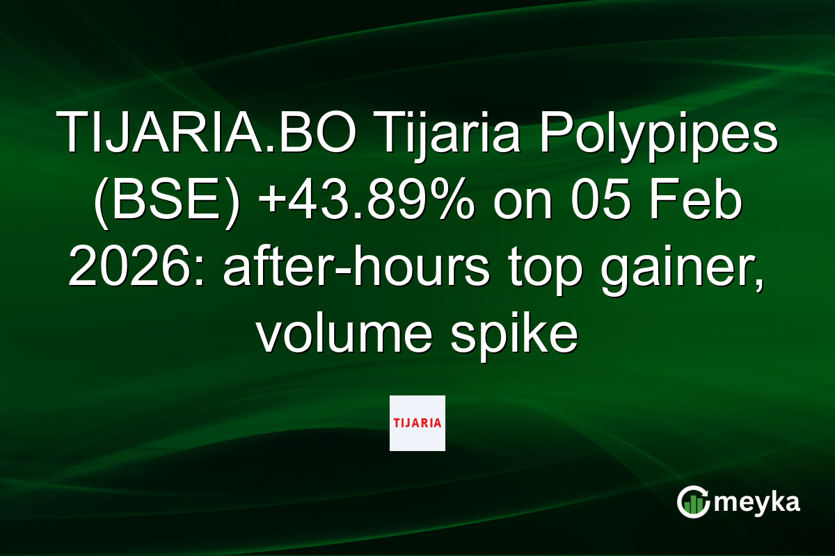 TIJARIA.BO Tijaria Polypipes (BSE) +43.89% on 05 Feb 2026: after-hours top gainer, volume spike