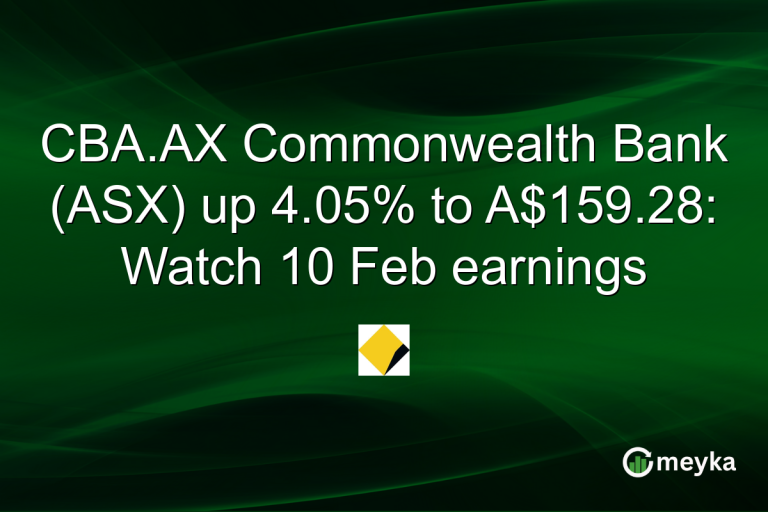 CBA.AX Commonwealth Bank (ASX) up 4.05% to A$159.28: Watch 10 Feb earnings