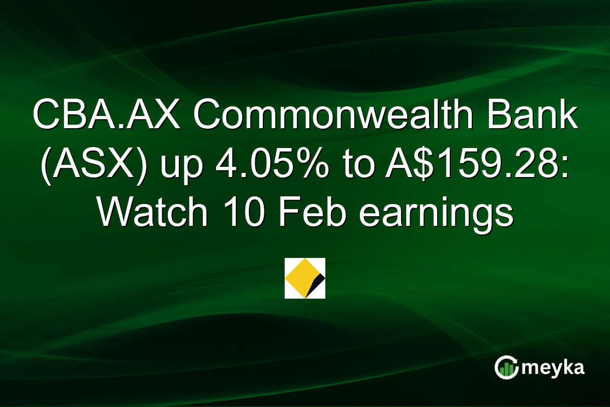 CBA.AX Commonwealth Bank (ASX) up 4.05% to A$159.28: Watch 10 Feb earnings