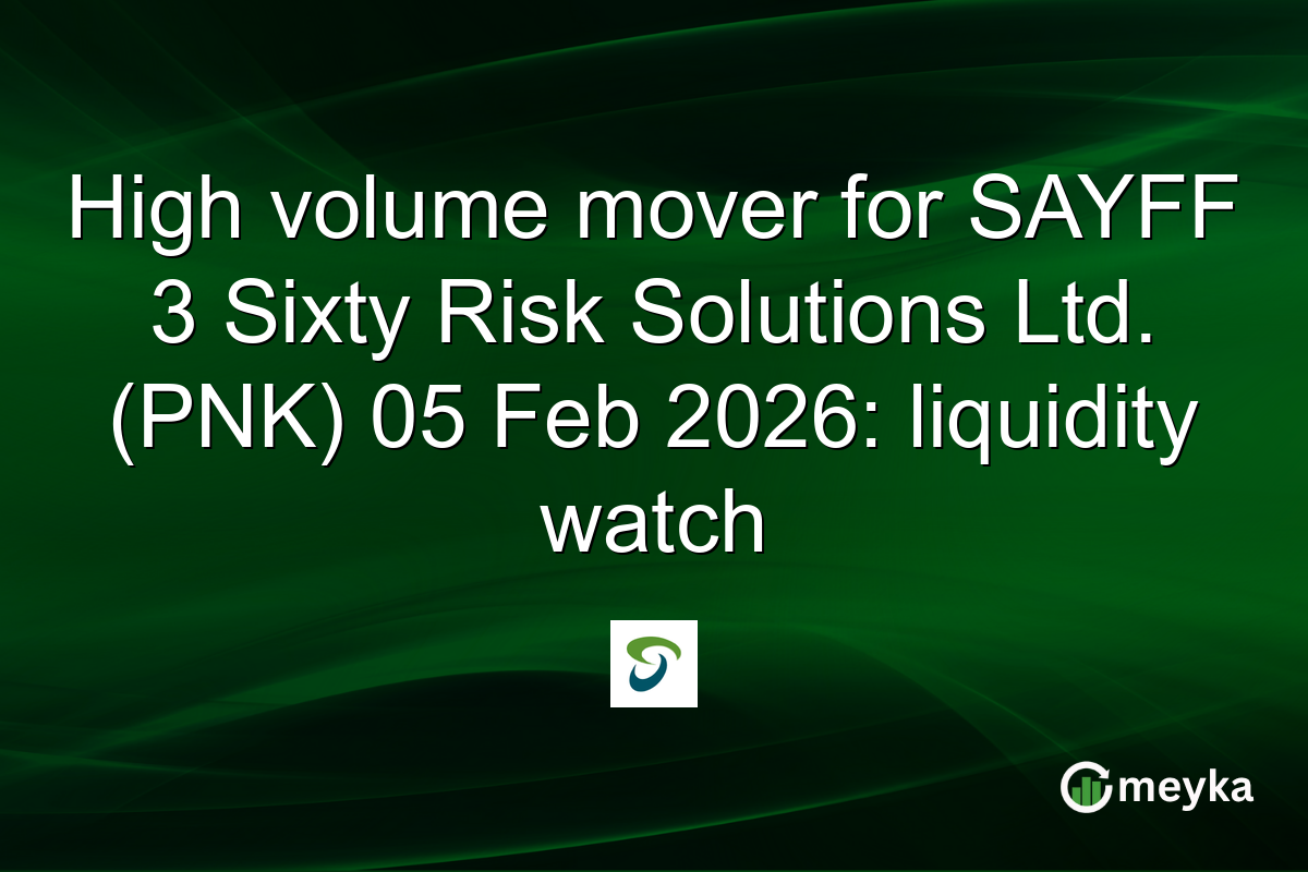 High volume mover for SAYFF 3 Sixty Risk Solutions Ltd. (PNK) 05 Feb 2026: liquidity watch