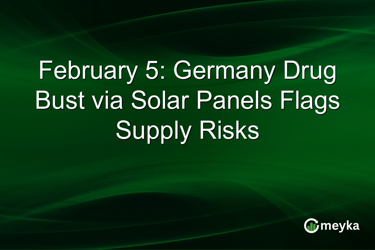 February 5: Germany Drug Bust via Solar Panels Flags Supply Risks