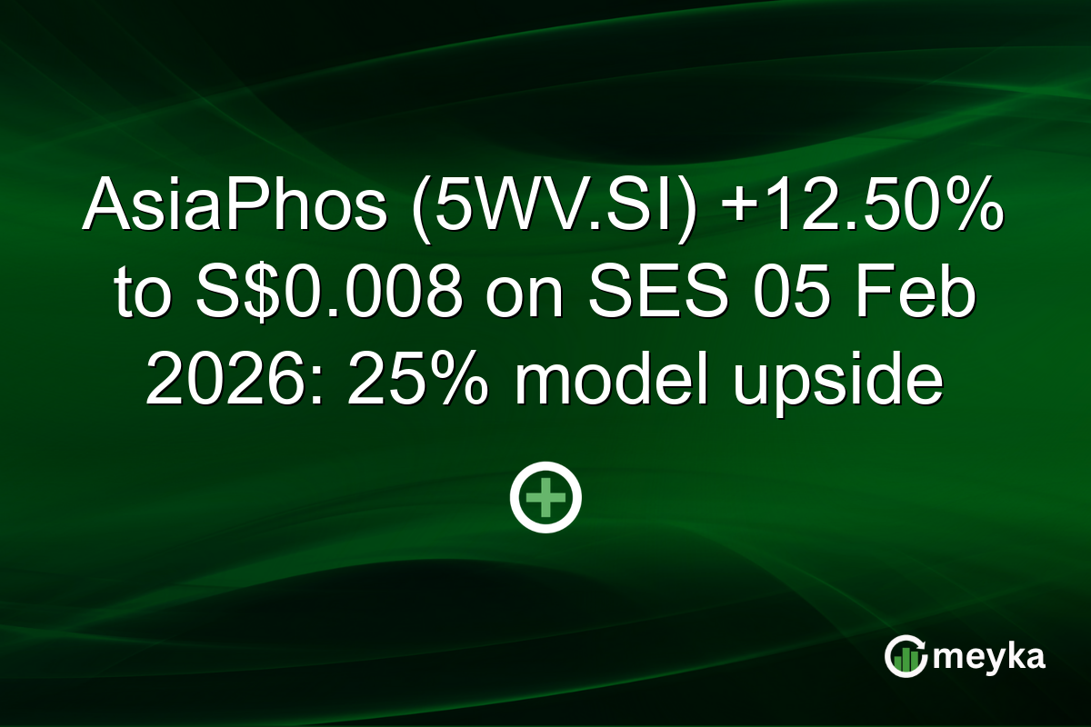 AsiaPhos (5WV.SI) +12.50% to S$0.008 on SES 05 Feb 2026: 25% model upside