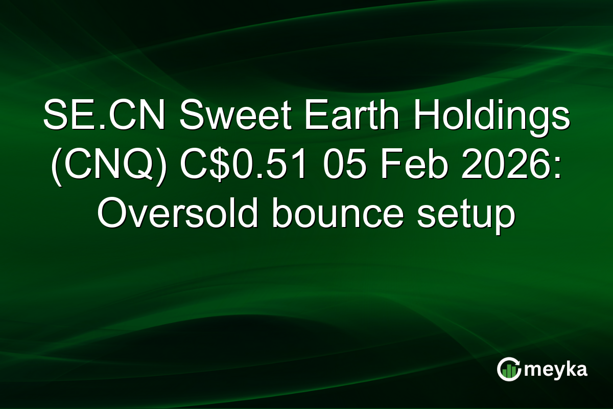 SE.CN Sweet Earth Holdings (CNQ) C$0.51 05 Feb 2026: Oversold bounce setup
