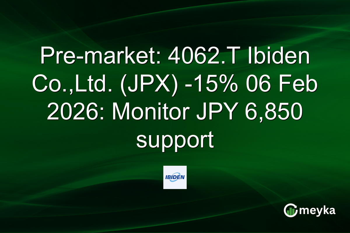 Pre-market: 4062.T Ibiden Co.,Ltd. (JPX) -15% 06 Feb 2026: Monitor JPY 6,850 support