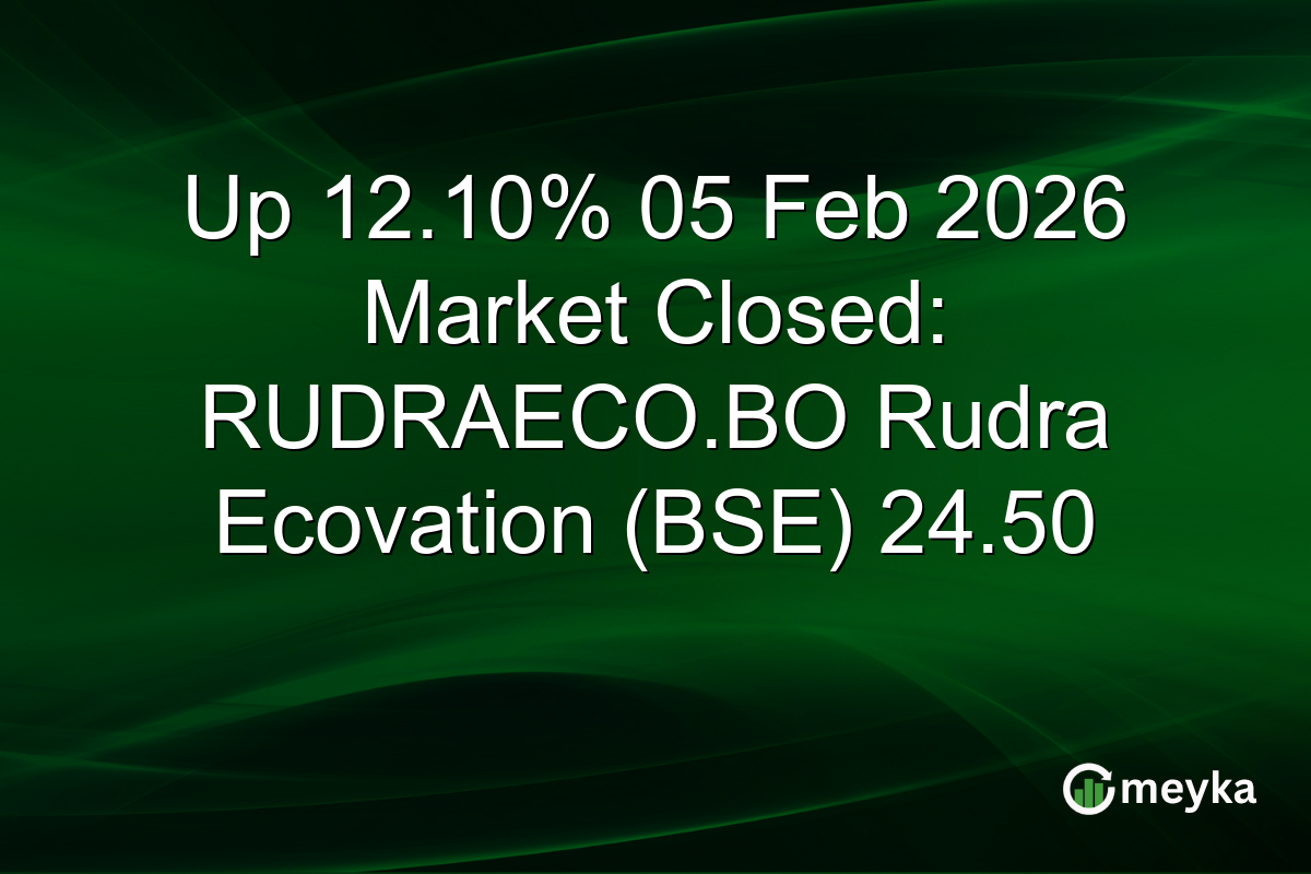 Up 12.10% 05 Feb 2026 Market Closed: RUDRAECO.BO Rudra Ecovation (BSE) 24.50
