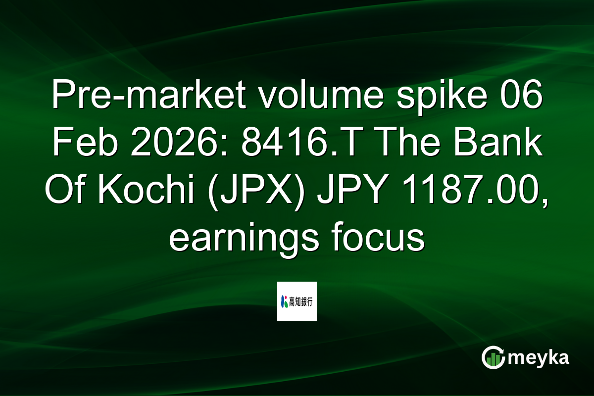 Pre-market volume spike 06 Feb 2026: 8416.T The Bank Of Kochi (JPX) JPY 1187.00, earnings focus