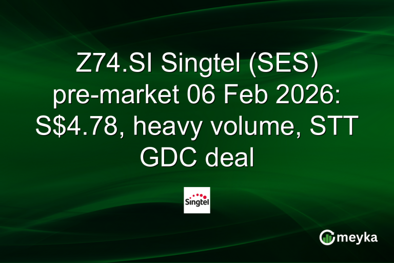 Z74.SI Singtel (SES) pre-market 06 Feb 2026: S$4.78, heavy volume, STT GDC deal
