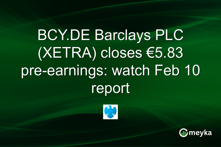 BCY.DE Barclays PLC (XETRA) closes €5.83 pre-earnings: watch Feb 10 report