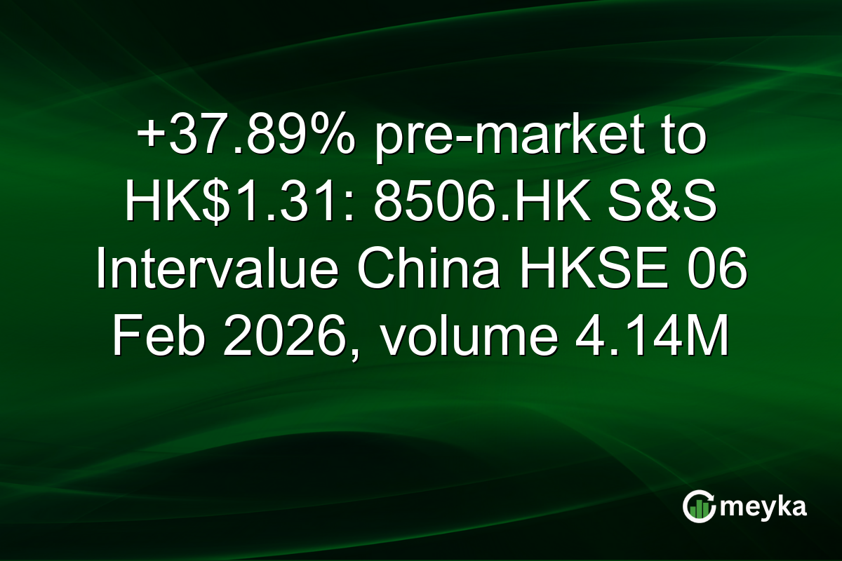 +37.89% pre-market to HK$1.31: 8506.HK S&S Intervalue China HKSE 06 Feb 2026, volume 4.14M