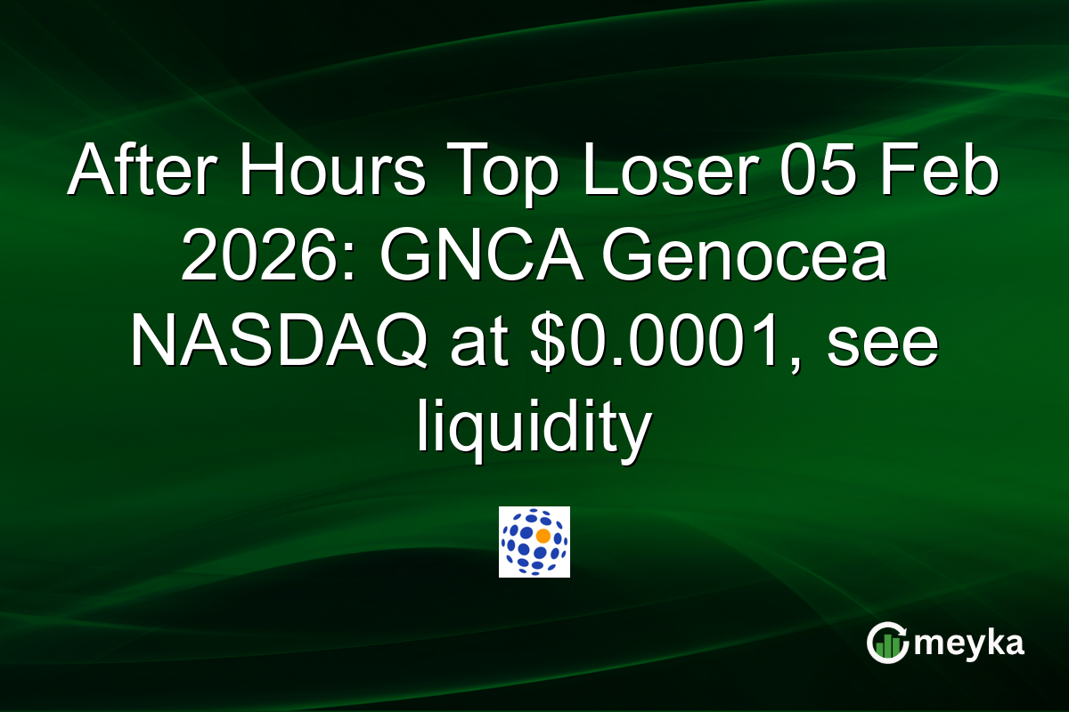 After Hours Top Loser 05 Feb 2026: GNCA Genocea NASDAQ at $0.0001, see liquidity
