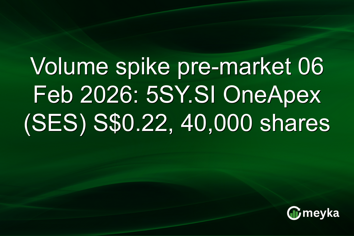 Volume spike pre-market 06 Feb 2026: 5SY.SI OneApex (SES) S$0.22, 40,000 shares