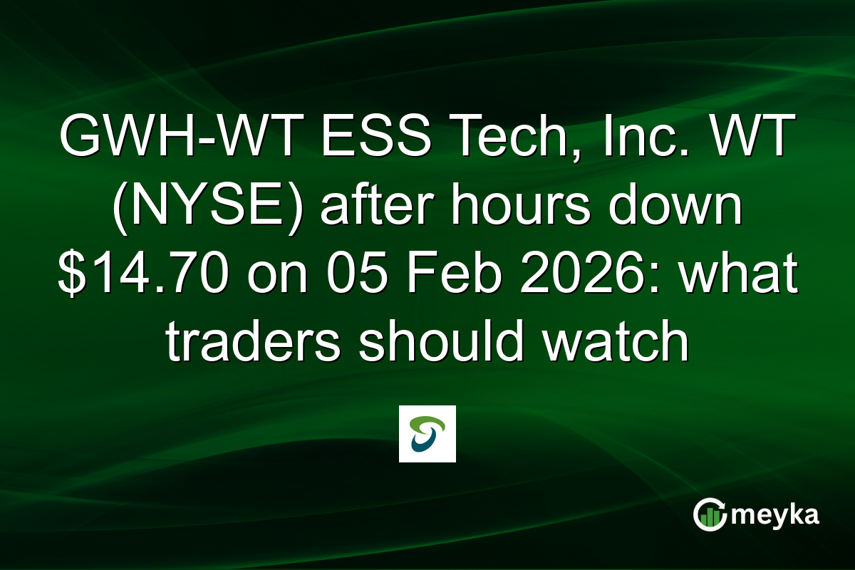 GWH-WT ESS Tech, Inc. WT (NYSE) after hours down $14.70 on 05 Feb 2026: what traders should watch