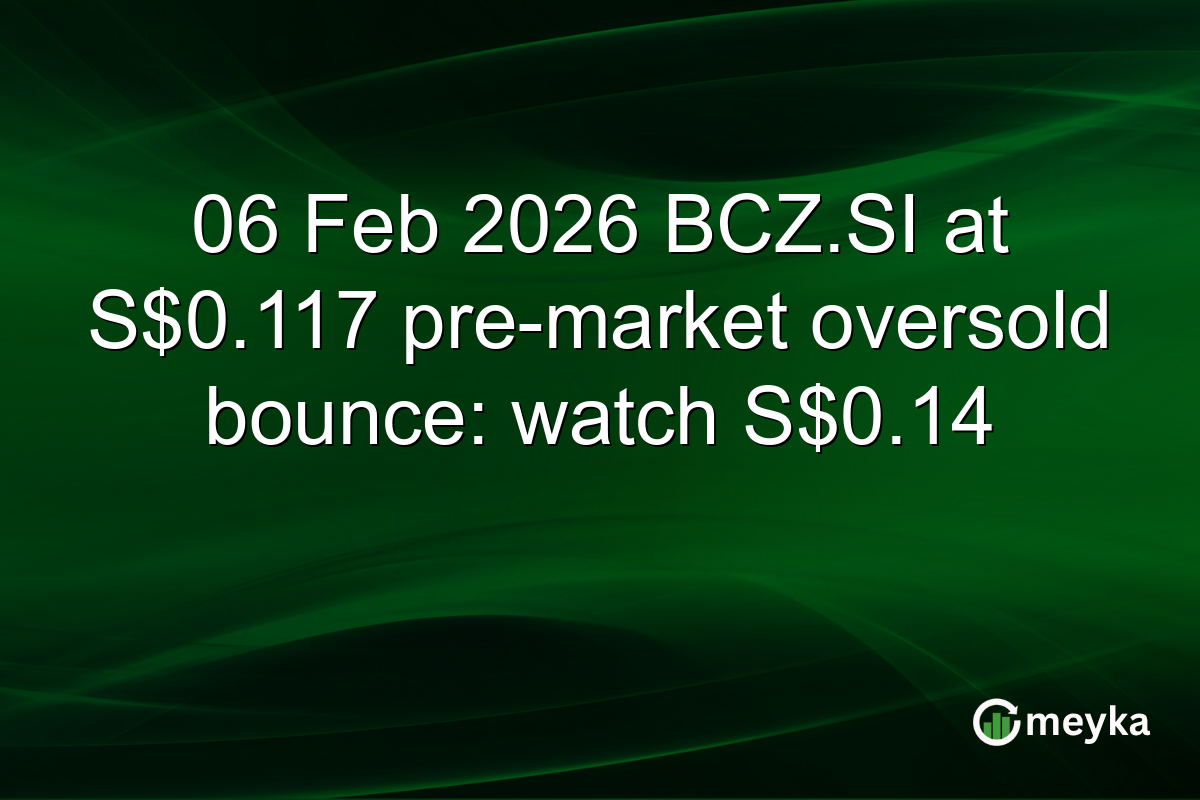 06 Feb 2026 BCZ.SI at S$0.117 pre-market oversold bounce: watch S$0.14