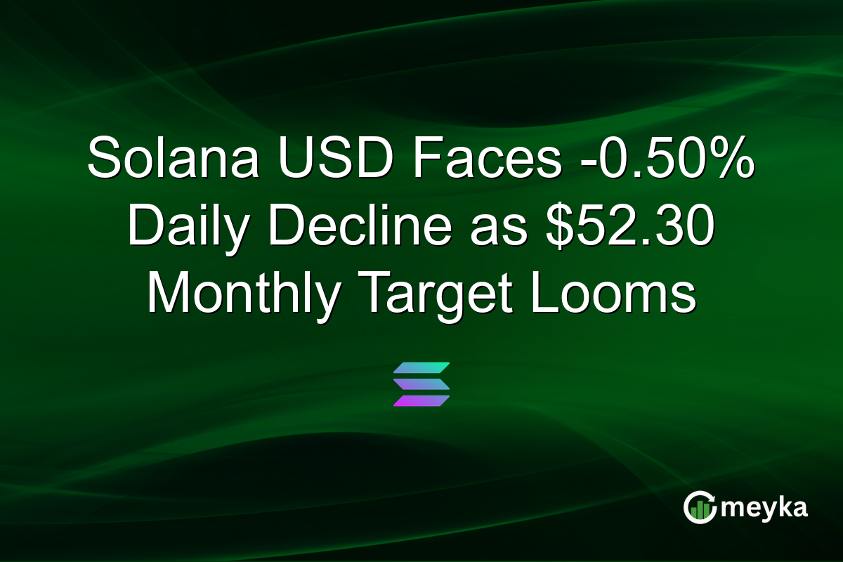 Solana USD Faces -0.50% Daily Decline as $52.30 Monthly Target Looms