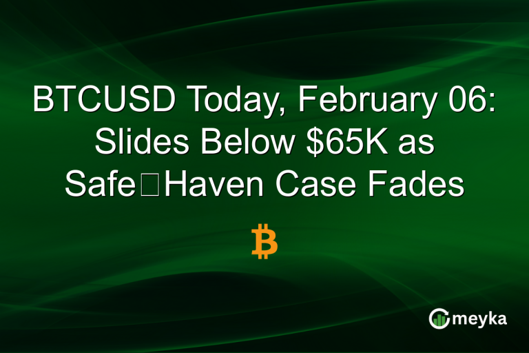BTCUSD Today, February 06: Slides Below $65K as Safe‑Haven Case Fades