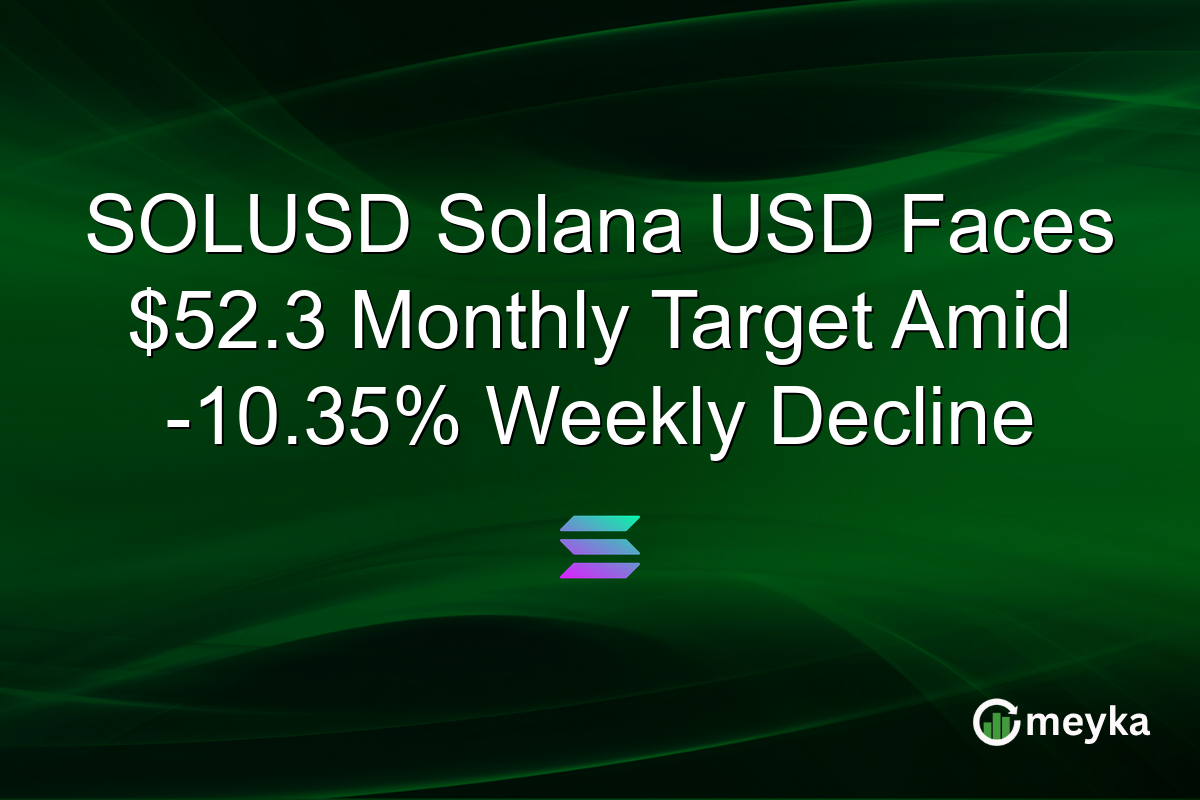 SOLUSD Solana USD Faces $52.3 Monthly Target Amid -10.35% Weekly Decline
