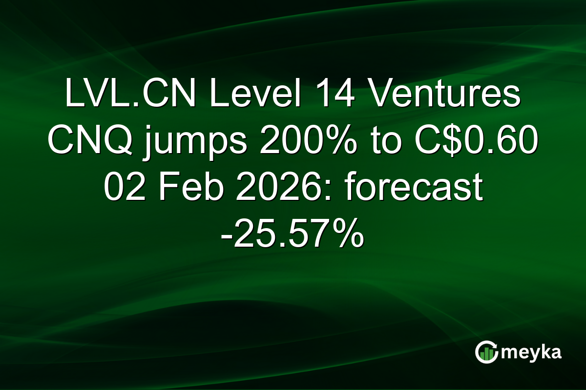 LVL.CN Level 14 Ventures CNQ jumps 200% to C$0.60 02 Feb 2026: forecast -25.57%