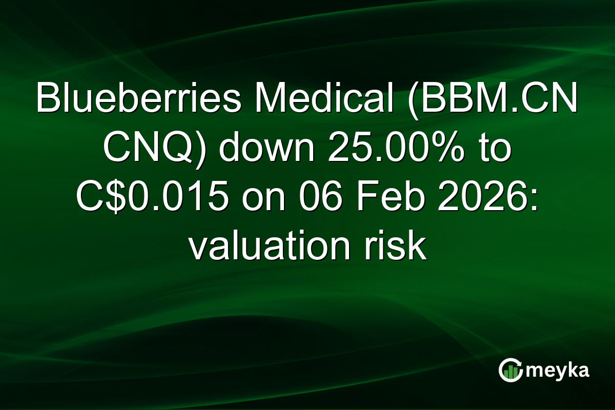 Blueberries Medical (BBM.CN CNQ) down 25.00% to C$0.015 on 06 Feb 2026: valuation risk