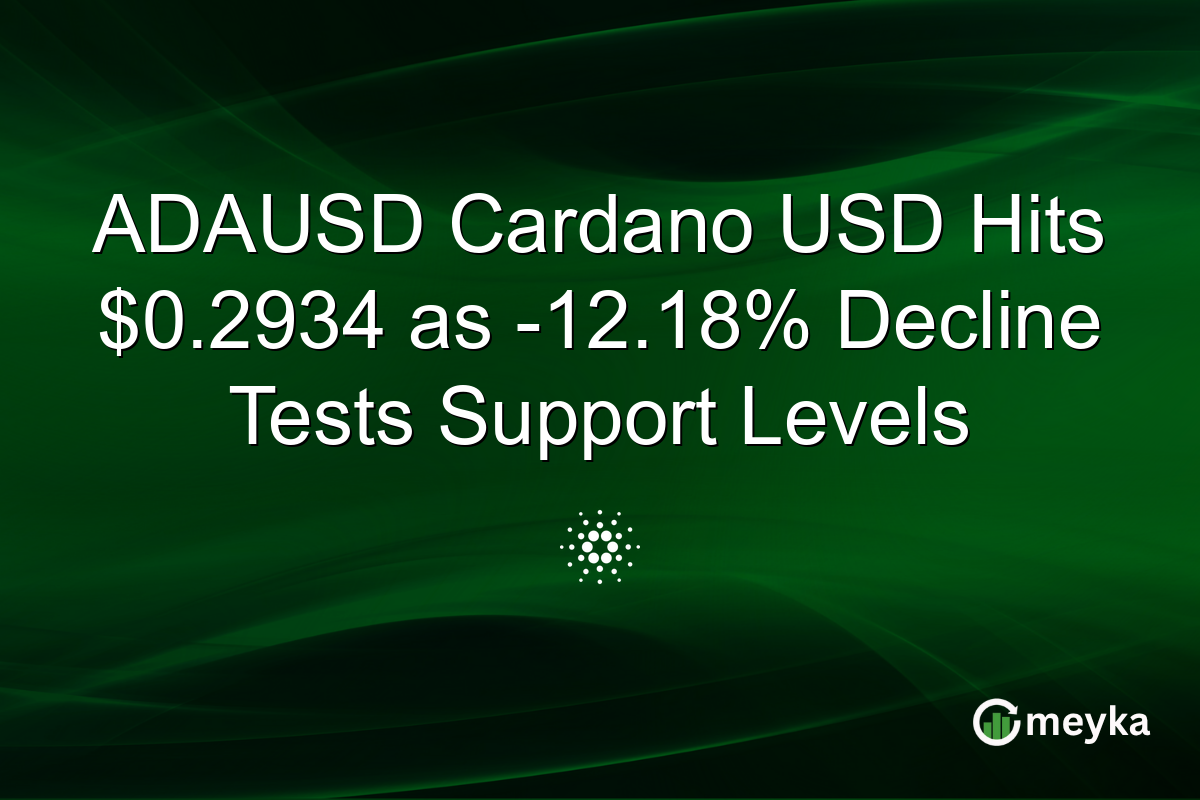 ADAUSD Cardano USD Hits $0.2934 as -12.18% Decline Tests Support Levels