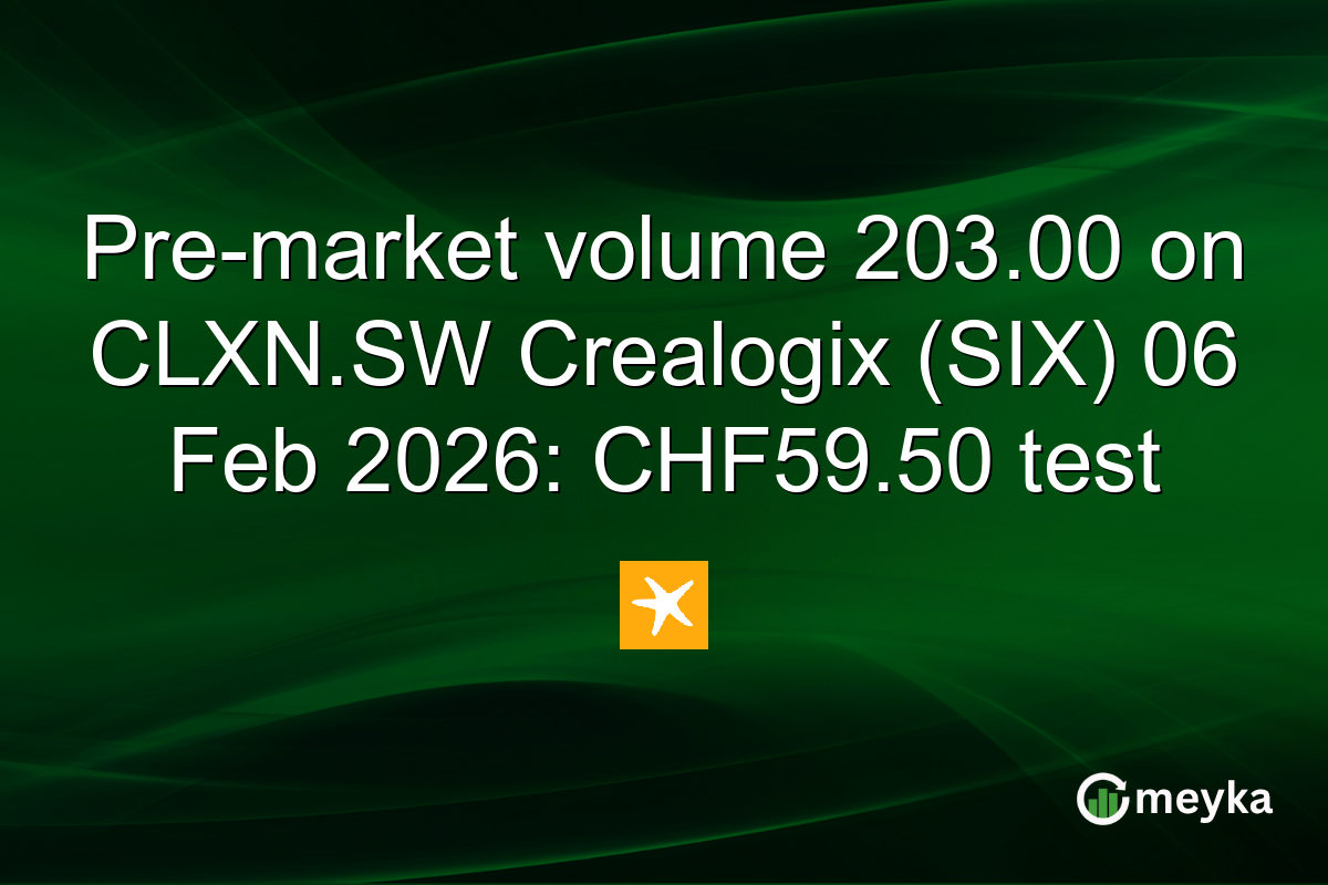 Pre-market volume 203.00 on CLXN.SW Crealogix (SIX) 06 Feb 2026: CHF59.50 test