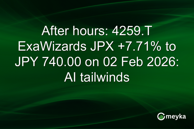 After hours: 4259.T ExaWizards JPX +7.71% to JPY 740.00 on 02 Feb 2026: AI tailwinds