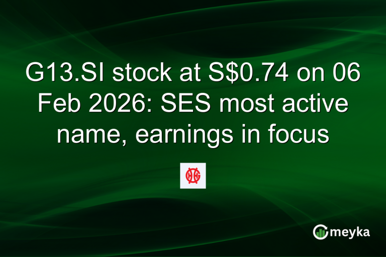 G13.SI stock at S$0.74 on 06 Feb 2026: SES most active name, earnings in focus