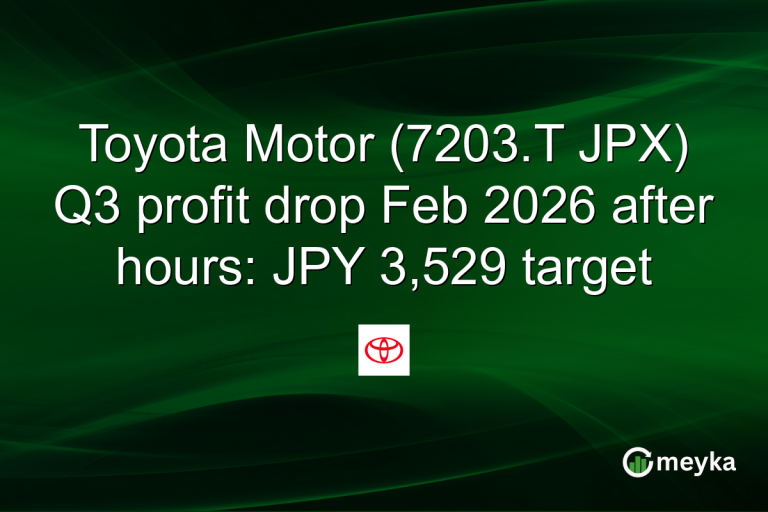 Toyota Motor (7203.T JPX) Q3 profit drop Feb 2026 after hours: JPY 3,529 target