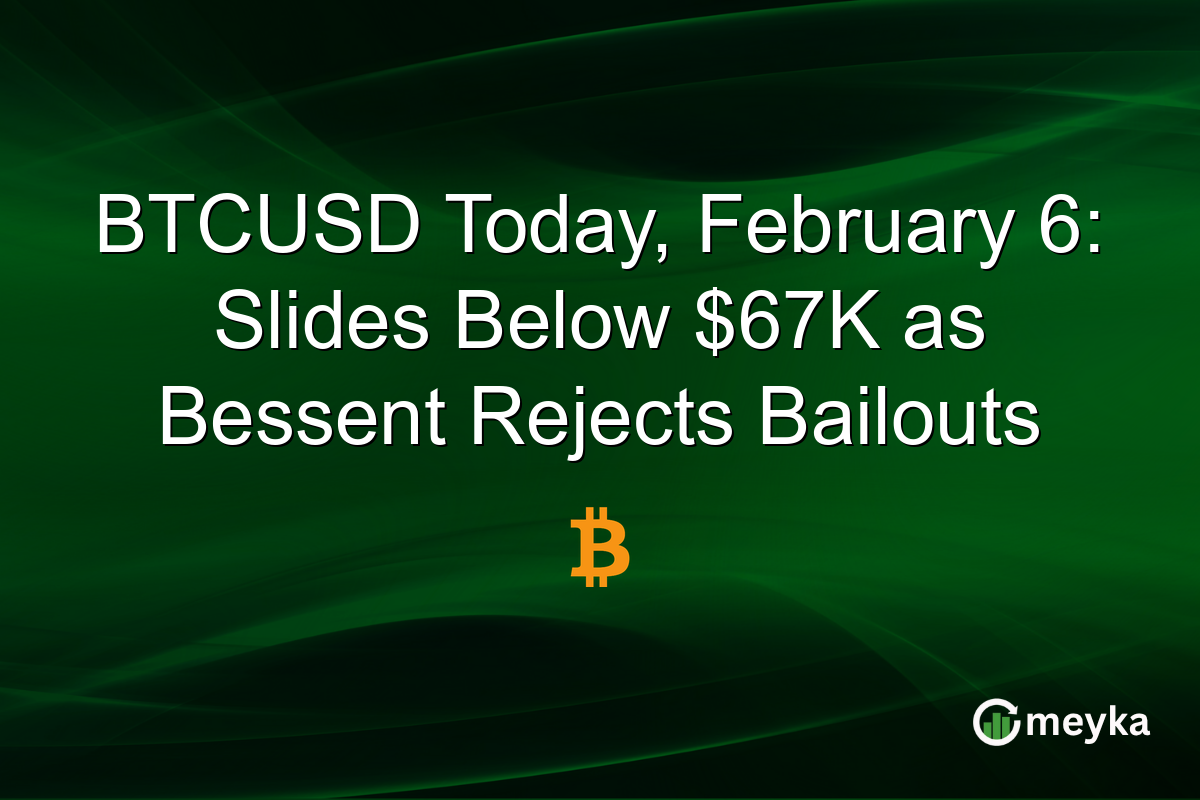 BTCUSD Today, February 6: Slides Below $67K as Bessent Rejects Bailouts