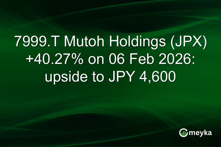 7999.T Mutoh Holdings (JPX) +40.27% on 06 Feb 2026: upside to JPY 4,600