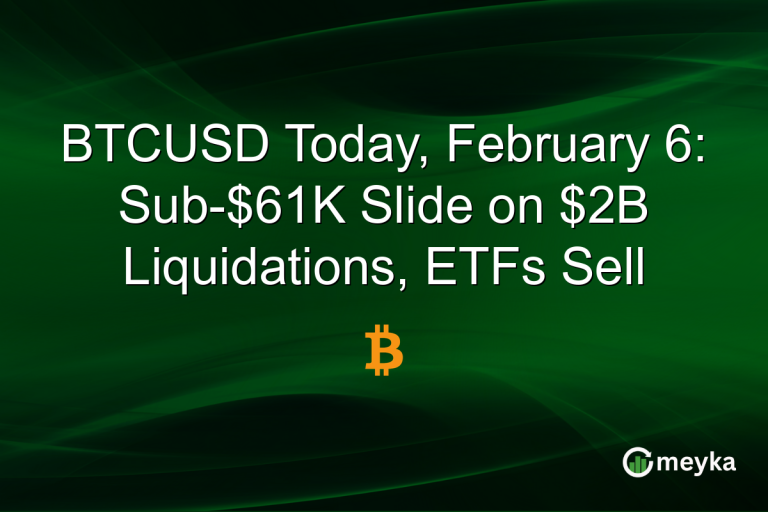 BTCUSD Today, February 6: Sub-$61K Slide on $2B Liquidations, ETFs Sell