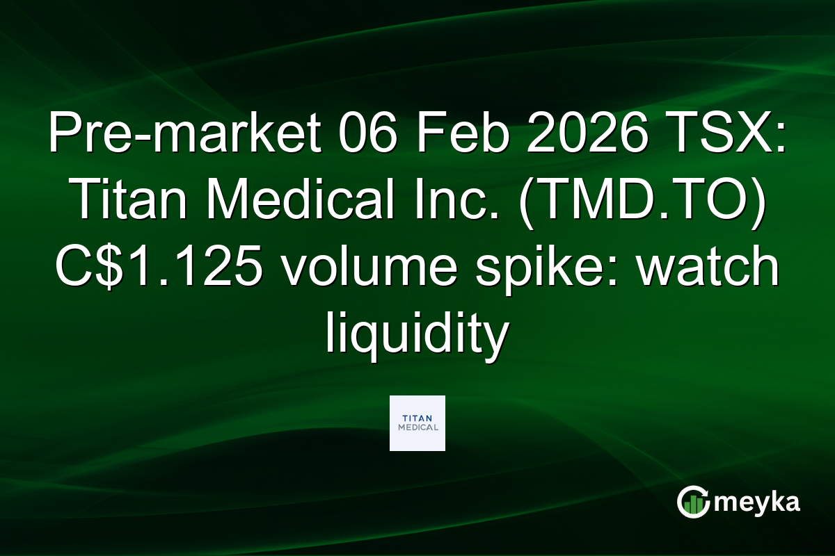 Pre-market 06 Feb 2026 TSX: Titan Medical Inc. (TMD.TO) C$1.125 volume spike: watch liquidity
