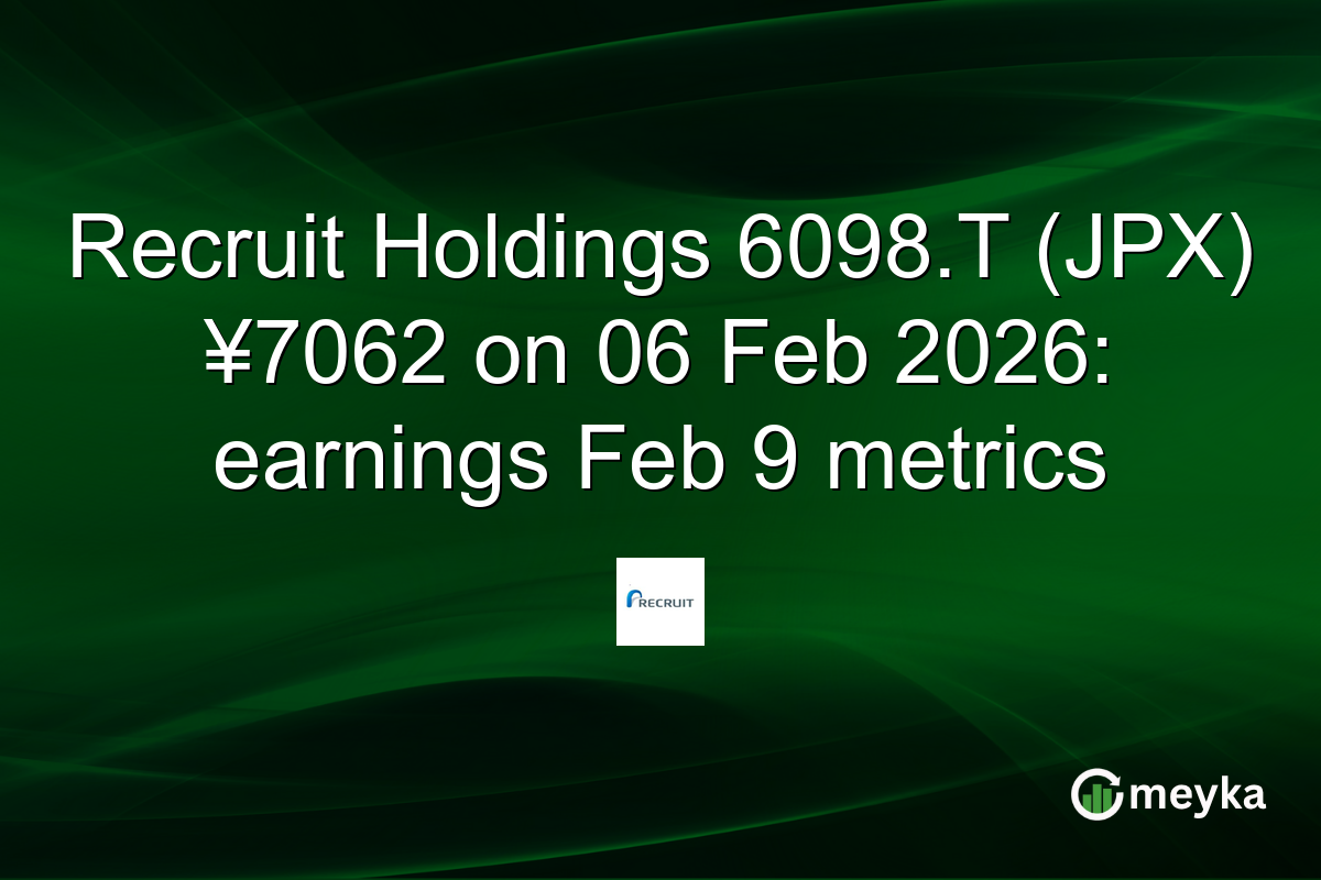 Recruit Holdings 6098.T (JPX) ¥7062 on 06 Feb 2026: earnings Feb 9 metrics