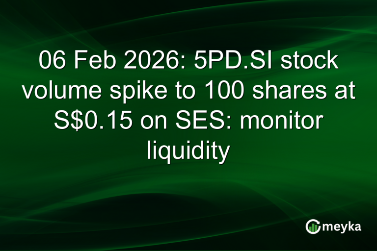 06 Feb 2026: 5PD.SI stock volume spike to 100 shares at S$0.15 on SES: monitor liquidity