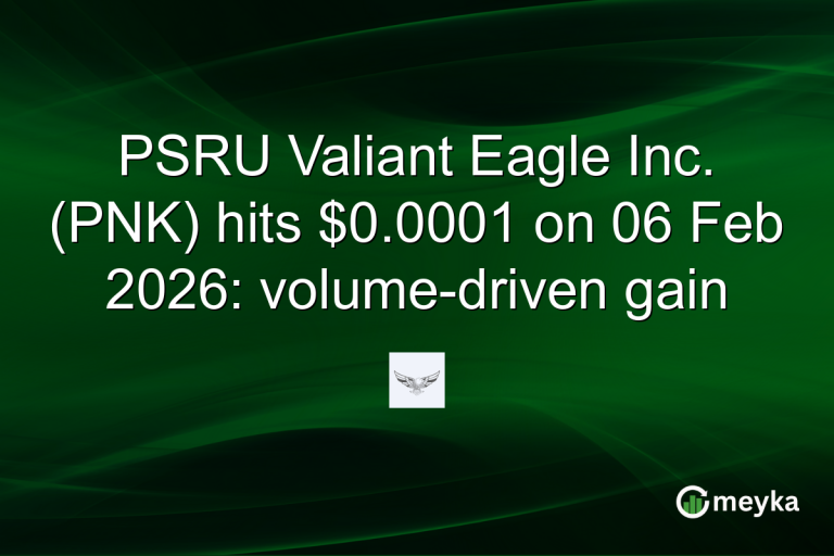 PSRU Valiant Eagle Inc. (PNK) hits $0.0001 on 06 Feb 2026: volume-driven gain