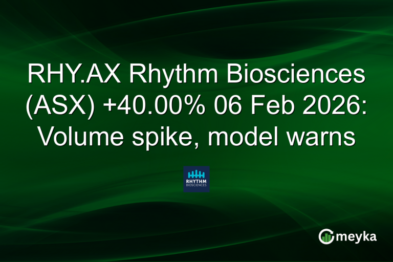 RHY.AX Rhythm Biosciences (ASX) +40.00% 06 Feb 2026: Volume spike, model warns