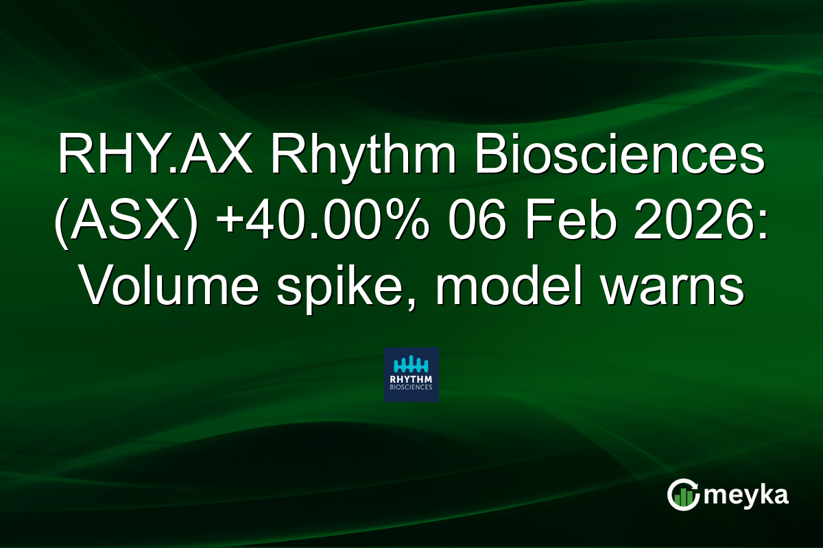 RHY.AX Rhythm Biosciences (ASX) +40.00% 06 Feb 2026: Volume spike, model warns