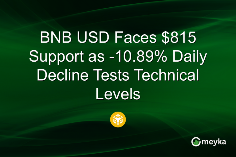BNB USD Faces $815 Support as -10.89% Daily Decline Tests Technical Levels