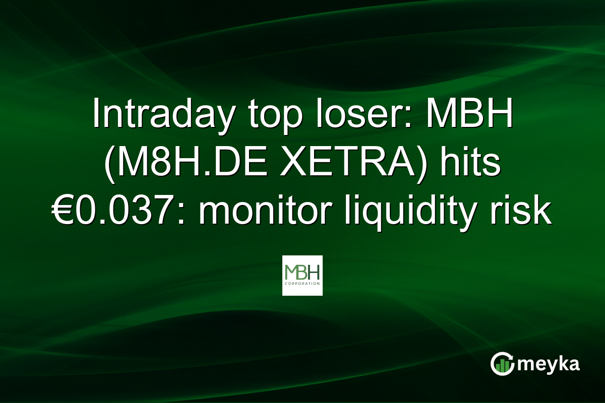 Intraday top loser: MBH (M8H.DE XETRA) hits €0.037: monitor liquidity risk