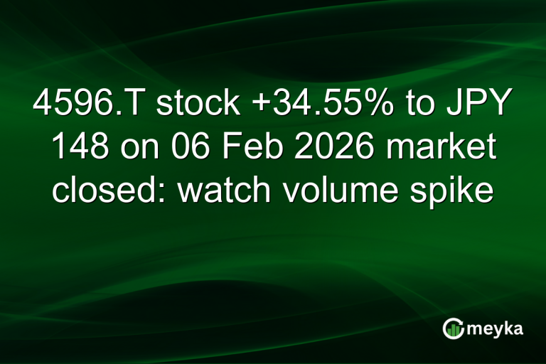 4596.T stock +34.55% to JPY 148 on 06 Feb 2026 market closed: watch volume spike