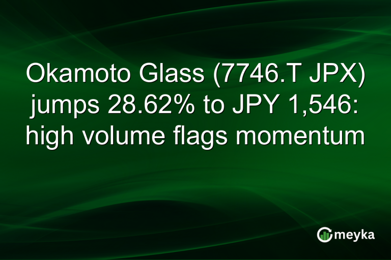 Okamoto Glass (7746.T JPX) jumps 28.62% to JPY 1,546: high volume flags momentum