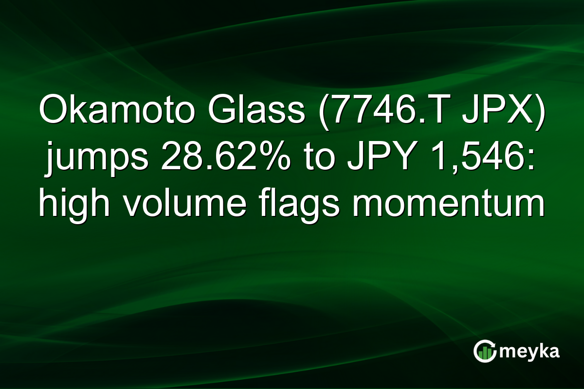 Okamoto Glass (7746.T JPX) jumps 28.62% to JPY 1,546: high volume flags momentum
