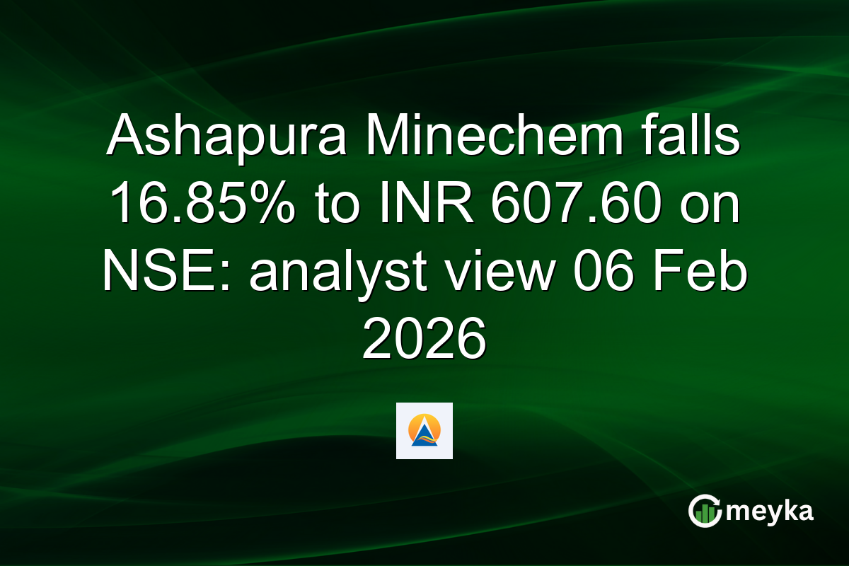 Ashapura Minechem falls 16.85% to INR 607.60 on NSE: analyst view 06 Feb 2026