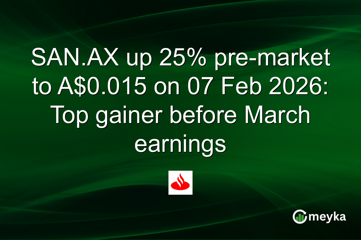SAN.AX up 25% pre-market to A$0.015 on 07 Feb 2026: Top gainer before March earnings