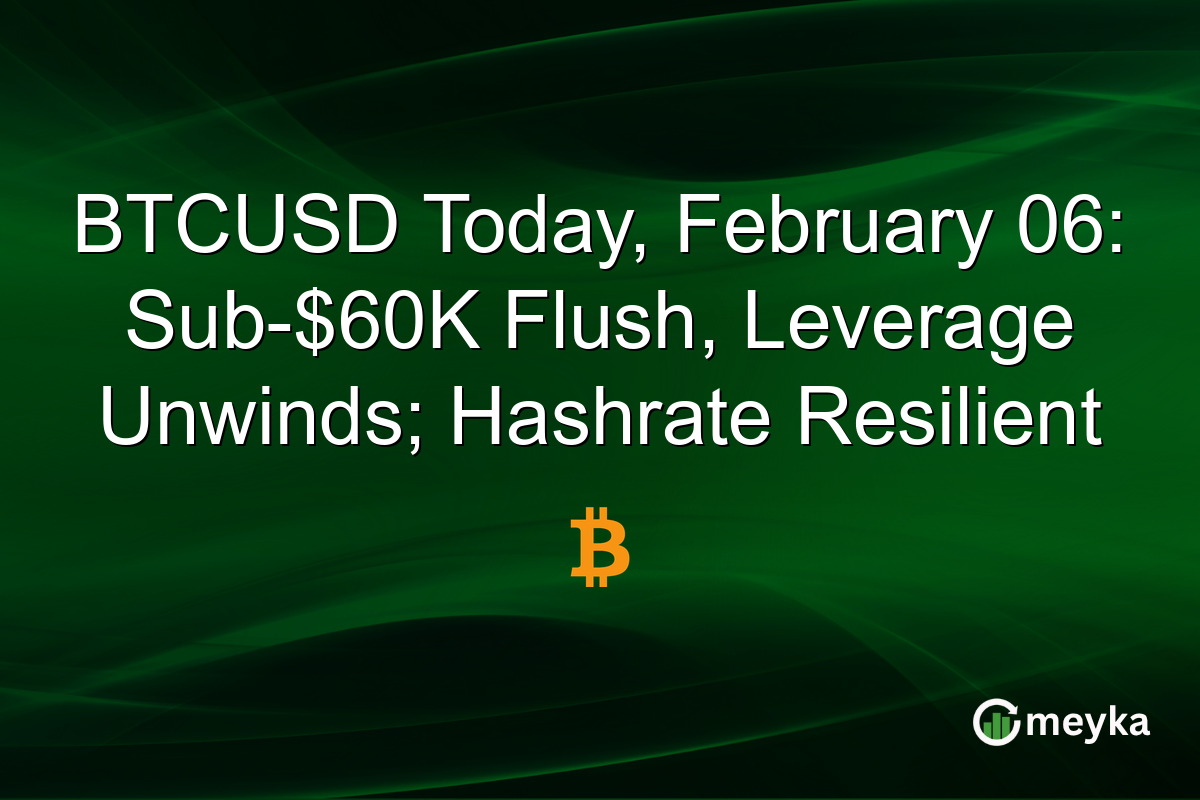 BTCUSD Today, February 06: Sub-$60K Flush, Leverage Unwinds; Hashrate Resilient